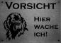 Preview: Edelstahl Warnschild Neufundländer VORSICHT Hier wache ich!